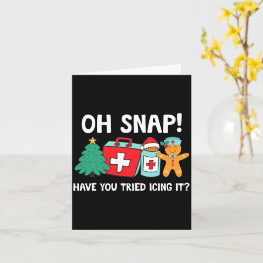 Funny Christmas Nurse Have You Tried Icing It Ging カード (黄色い花)