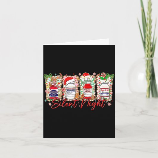 Funny Christmas Nurse Silent Night Medical Humor  カード (正面)