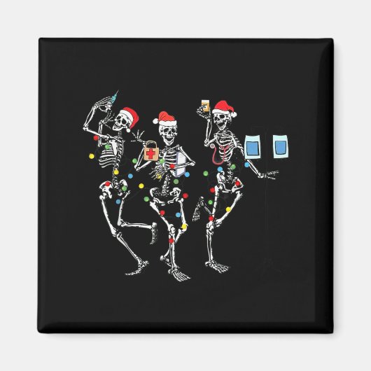 Funny Christmas Nurse Skeleton Nurse Dance Stethos マグネット (正面)