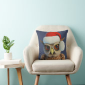 Funny Christmas Owl Wearing Santa Hat クッション (椅子)