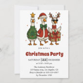 Funny Christmas Party Invitation | Festive Ducks   招待状 (正面)