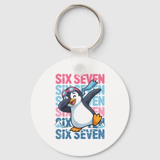 Funny Christmas Penguin Dabbing Xmas Dab Six Seven キーホルダー (正面)
