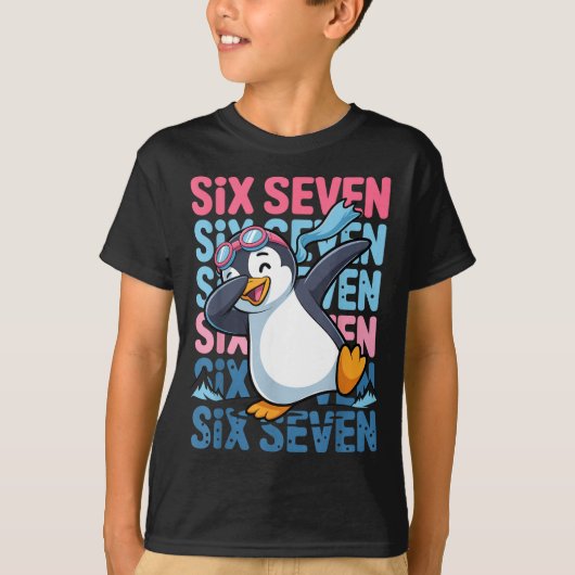Funny Christmas Penguin Dabbing Xmas Dab Six Seven Tシャツ (正面)
