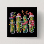 Funny Christmas Pickle Pickles Holiday Cucumber 缶バッジ (正面)