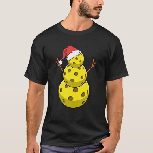 Funny Christmas Pickleball Snowman Pickleball Play Tシャツ (正面)