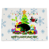 Funny Christmas Pooping Dog ラージペーパーバッグ (正面)