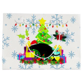 Funny Christmas Pooping Dog ラージペーパーバッグ (裏面)