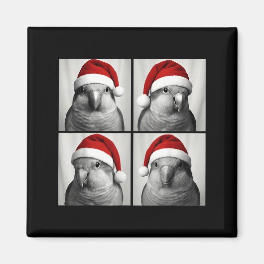 Funny Christmas Quaker Parrot Santa Photo Booth  マグネット (正面)