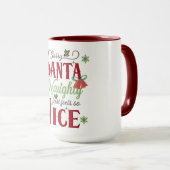 Funny Christmas Quote Design with Naughty and Nice マグカップ (正面右)