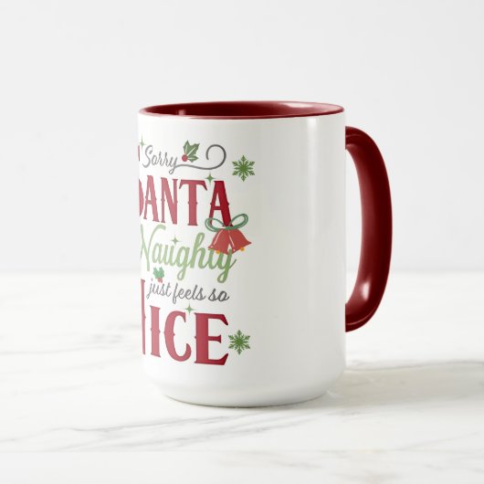 Funny Christmas Quote Design with Naughty and Nice マグカップ (正面右)