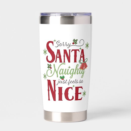 Funny Christmas Quote Design with Naughty and Nice 保温保冷タンブラー (正面)