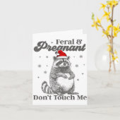 Funny Christmas Raccoon Feral And Pregnant Don't T カード (黄色い花)