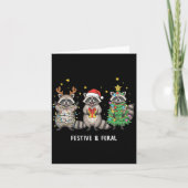 Funny Christmas Racoon - Feral But Festive  カード (正面)
