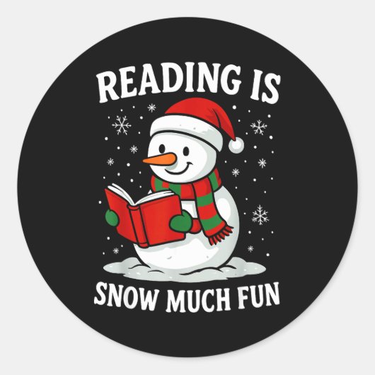Funny Christmas Reading Is Snow Much Snowman Book  ラウンドシール (正面)