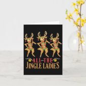 Funny Christmas Reindeer All The Jingle Ladies  カード (黄色い花)