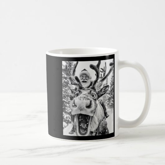 Funny Christmas Reindeer Selfie Santa Claus Xmas S コーヒーマグカップ (右)