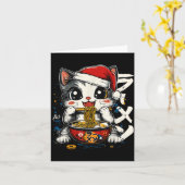 Funny Christmas Santa Cat Ramen Japanese Kawaii An カード (黄色い花)