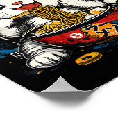 Funny Christmas Santa Cat Ramen Japanese Kawaii An ポスター (角)