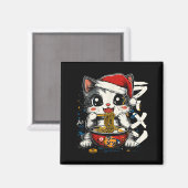 Funny Christmas Santa Cat Ramen Japanese Kawaii An マグネット (正面/裏面)