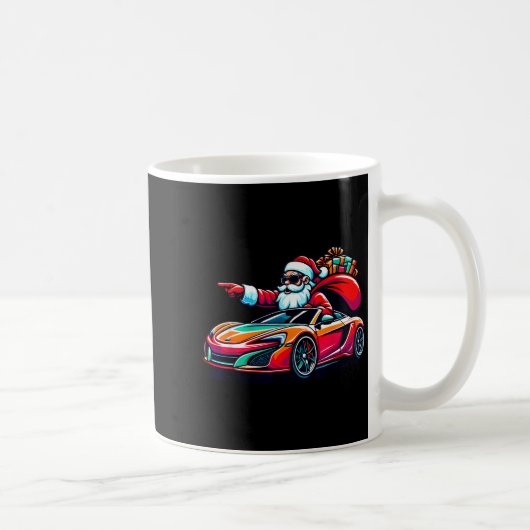 Funny Christmas Santa Claus Driving Srt Car Xmas P コーヒーマグカップ (右)