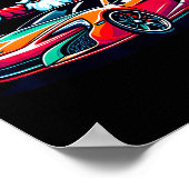 Funny Christmas Santa Claus Driving Srt Car Xmas P ポスター (角)