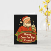 Funny Christmas Santa Claus Quarterzip And Matcha  カード (黄色い花)
