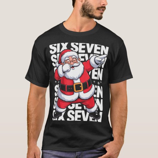 Funny Christmas Santa Dabbing Xmas Dab Six Seven 6 Tシャツ (正面)