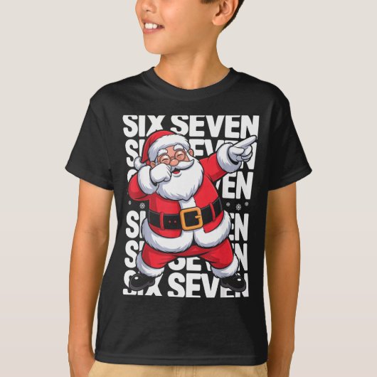 Funny Christmas Santa Dabbing Xmas Dab Six Seven 6 Tシャツ (正面)