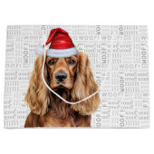 Funny Christmas Santa Dog Cocker Spaniel Holiday ラージペーパーバッグ (正面)