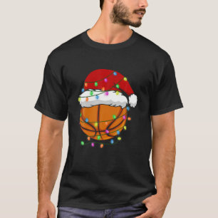 Funny Christmas Santa Hat Basketball Sport Xmas Bo Tシャツ