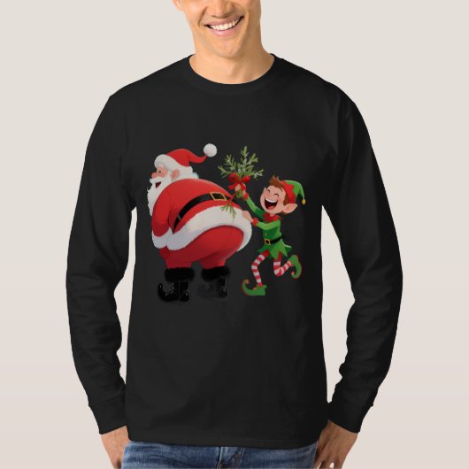 Funny Christmas Santa Long Sleeve Tシャツ (正面)