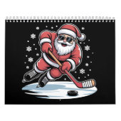 Funny Christmas Santa Playing Ice Hockey Xmas  カレンダー (カバー)