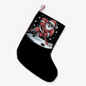 Funny Christmas Santa Playing Ice Hockey Xmas  スモールクリスマスストッキング (正面 (吊り時))