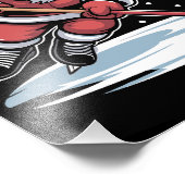 Funny Christmas Santa Playing Ice Hockey Xmas  フォトプリント (角)