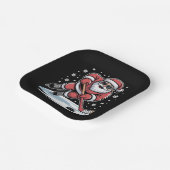 Funny Christmas Santa Playing Ice Hockey Xmas ペーパープレート (傾斜あり)