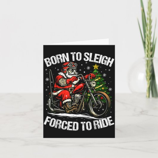 Funny Christmas Santa Riding Motorcycle Bike Biker カード (正面)
