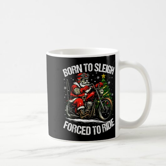 Funny Christmas Santa Riding Motorcycle Bike Biker コーヒーマグカップ (右)