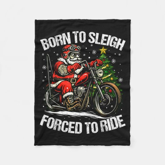 Funny Christmas Santa Riding Motorcycle Bike Biker フリースブランケット (正面)