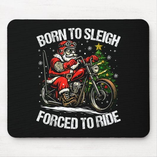 Funny Christmas Santa Riding Motorcycle Bike Biker マウスパッド (正面)