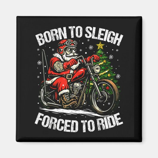 Funny Christmas Santa Riding Motorcycle Bike Biker マグネット (正面)
