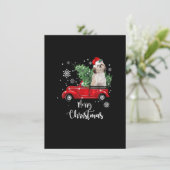 Funny Christmas Santa Shih Tzu Ride Red Truck Xmas 招待状 (スタンド正面)