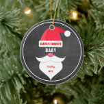 Funny Christmas Santa's Favorite Baby Custom Photo セラミックオーナメント<br><div class="desc">Tell everyone who Santa's favorite baby is. Ornament features a Santa Claus Hat, mustache, beard and text that reads "Santa's Favorite" baby but you can fill in the blank . . . . Brother, Sister, Mom, Boss, Uncle, Dad, Aunt, Friend, Engineer, Dog Lover, etc. Customize the text with any "favorite"...</div>