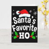 Funny Christmas Santa's Favorite Ho Naughty Pajama カード (黄色い花)