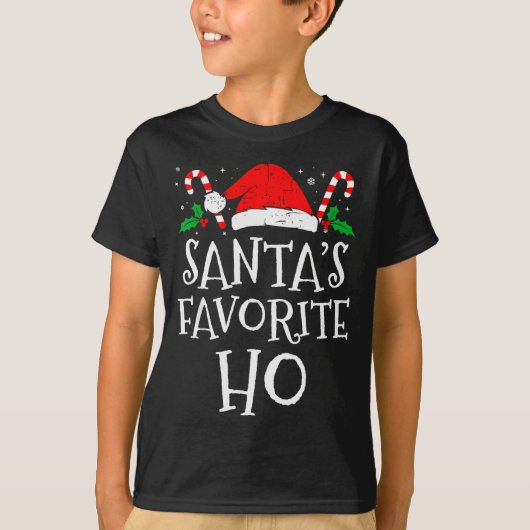 Funny Christmas Santa's Favorite Ho Naughty Pajama Tシャツ (正面)