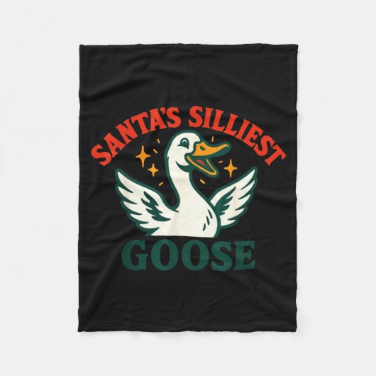 Funny Christmas Santas Silliest Goose Humor  フリースブランケット (正面)