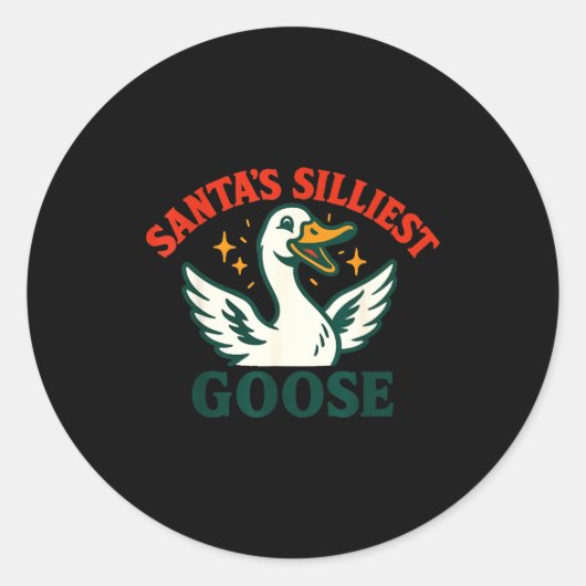 Funny Christmas Santas Silliest Goose Humor  ラウンドシール (正面)