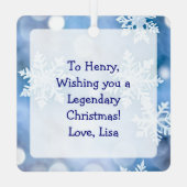 Funny Christmas Sasquatch Personalized メタルオーナメント (裏面)