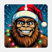 Funny Christmas Sasquatch Personalized メタルオーナメント (正面)