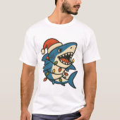 Funny Christmas Shark Santa Hat Tシャツ (正面)
