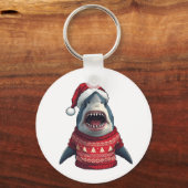 Funny Christmas Shark Ugly Sweater T-Shirt  キーホルダー (裏面)